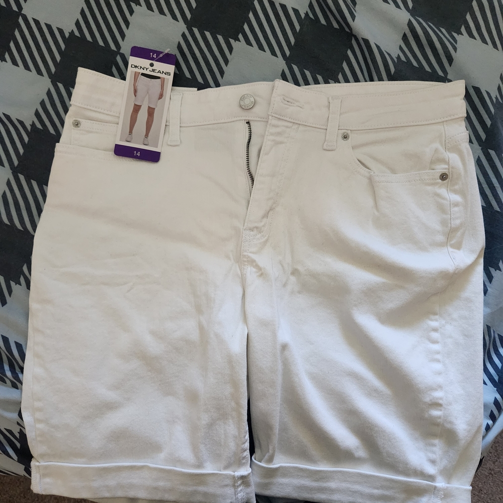 DKNY White Denim Shorts